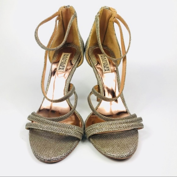 Badgley Mischka Landmark metallic strappy heel 8.5 - Picture 6 of 8
